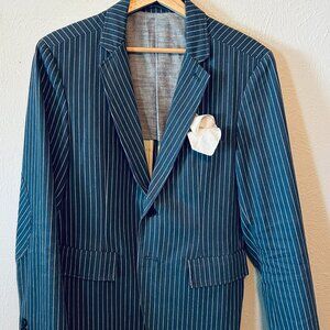 JACHS Two-Button Half-Lined Pinstripe Sportscoat